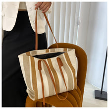 Load image into Gallery viewer, Lightweight Simple Stripe Shoulder Tote Bag
