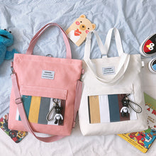 Load image into Gallery viewer, Cute Stripe Canvas Shoulder Tote Bag
