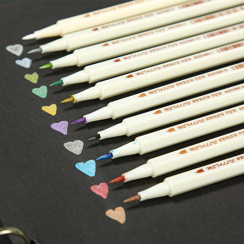 Metallic Brush Marker Pen, Pack of 10