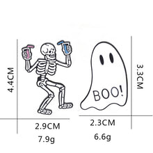 Load image into Gallery viewer, 2 Pcs Halloween Dancing Skull BOO Brooch Pin Set
