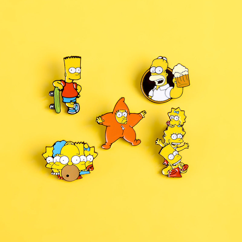 5 Pcs The Simpsons Brooch Pin Set