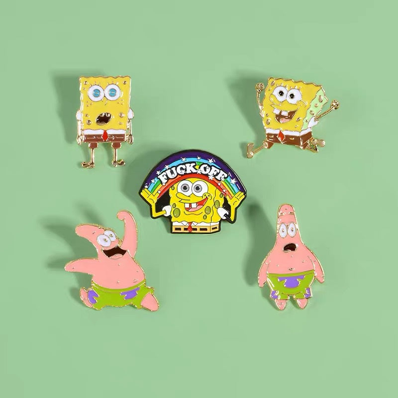 5 Pcs Spongebob & Patrick Star Brooch Pin Set