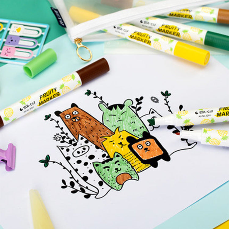Double Head Fruity Marker,Pack of 6 - Stationery & More