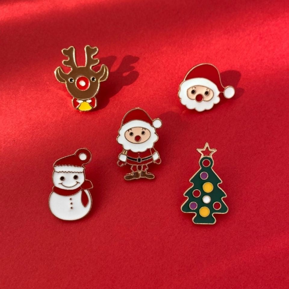 5 Pcs Merry Christmas Brooch Pin Set