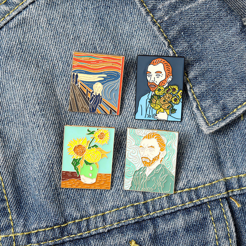4 Pcs Van Gogh Brooch Pin Set