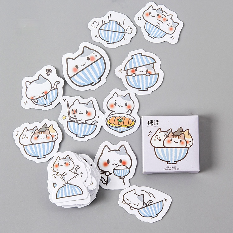 Cute Cup Cat Sticker, 2 Packs