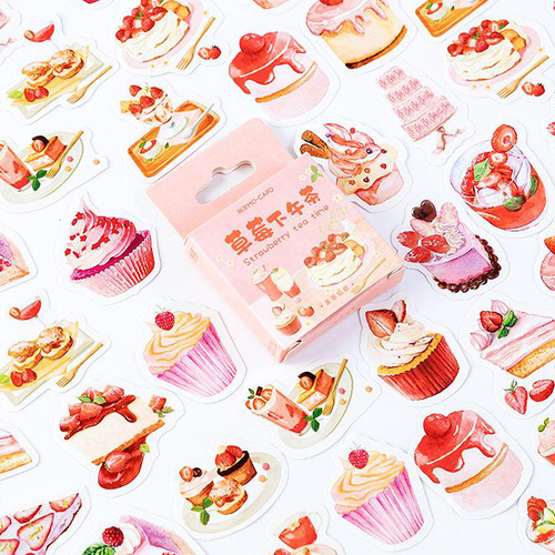Strawberry Tea Time Sticker, 2 Packs - Stationery & More