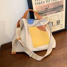 Load image into Gallery viewer, Colorblock Canvas Top Handle Tote Bag
