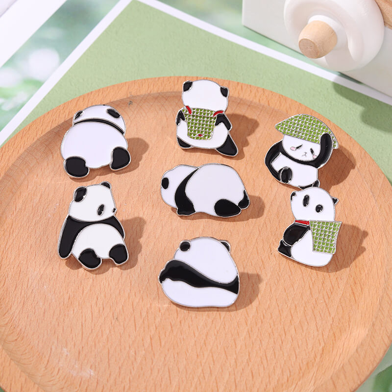 7 Pcs Cute Panda Fans Enamel Pin Set