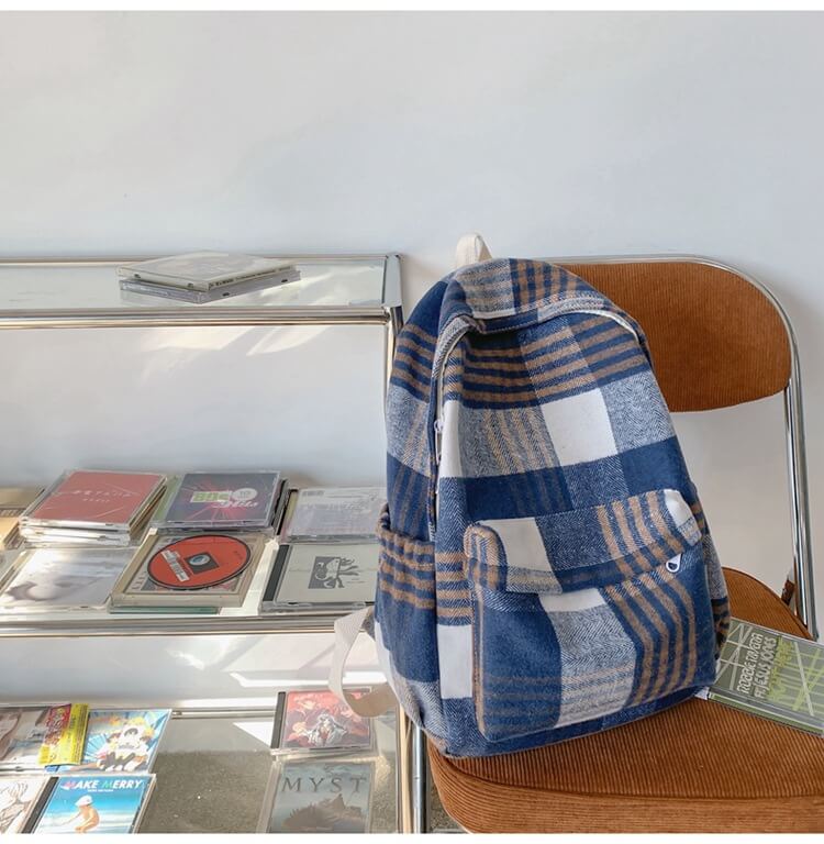 Cute Plaid Backpack for School