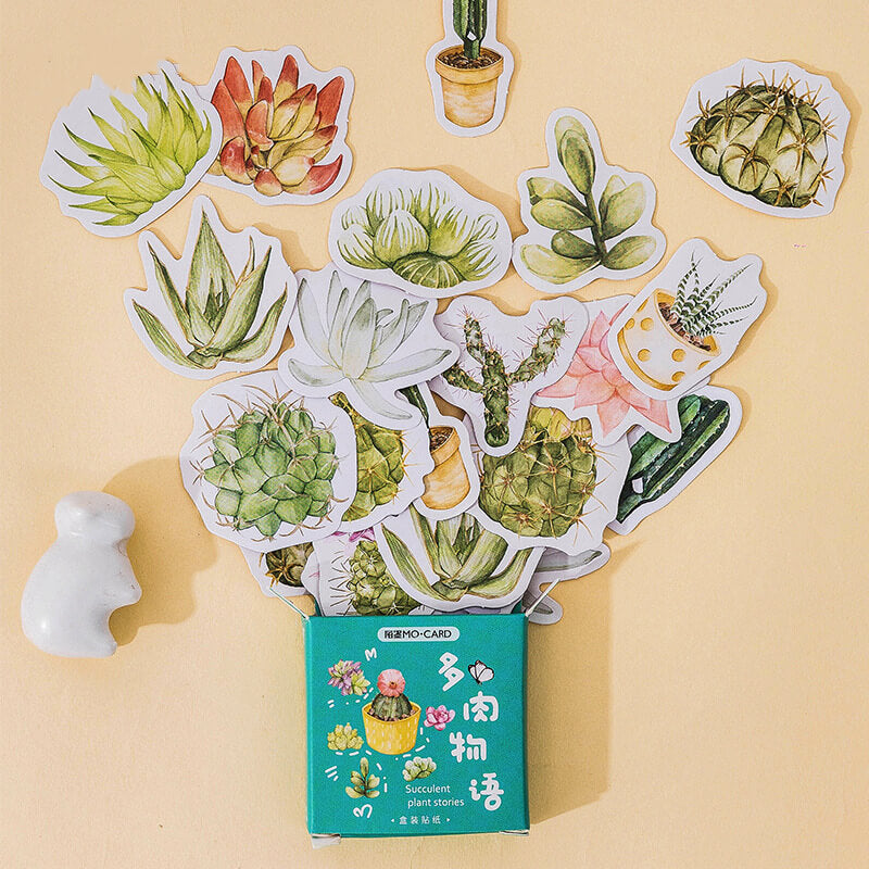 Cute Plant Succulent Journal Sticker, 2 Packs
