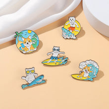 Load image into Gallery viewer, 5 Pcs Cute Surfing Animals Enamel Pin Set
