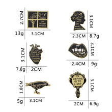 Load image into Gallery viewer, 6 Pcs Halloween Gothic Black Brooch Pin Set
