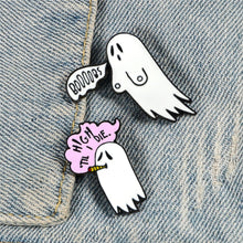 Load image into Gallery viewer, 2 Pcs Halloween Ghost Enamel Pin Set
