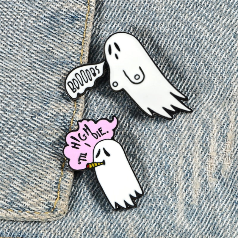 2 Pcs Halloween Ghost Enamel Pin Set
