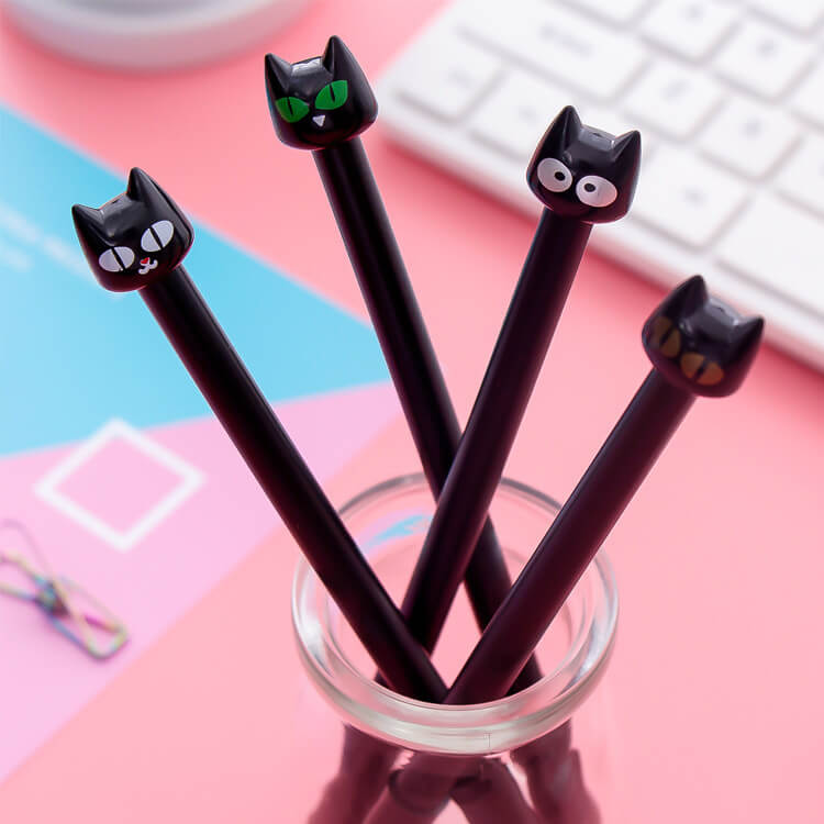 Japanese Cat Black Gel Pen Set