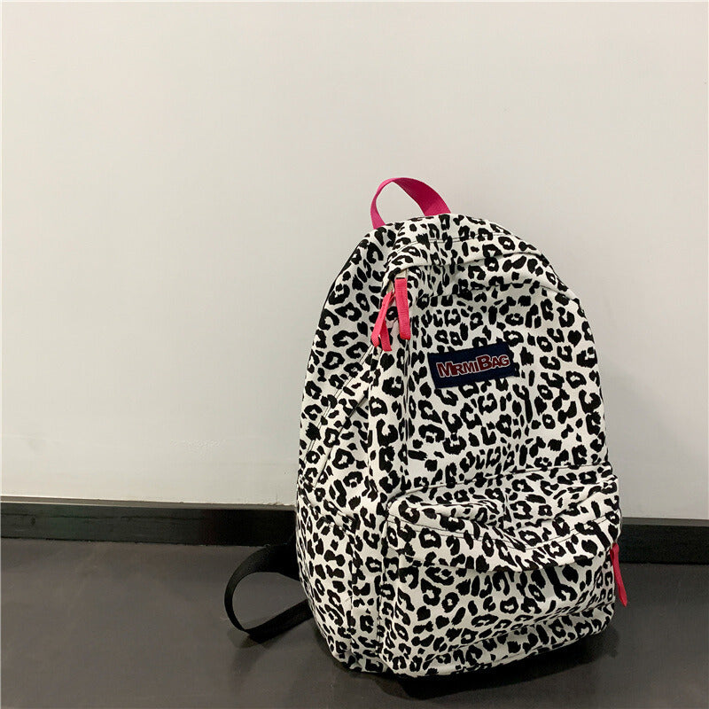 Leopard & Cow Print School Backpack Bag