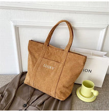 Load image into Gallery viewer, Lucky Corduroy Shopper Tote Bag
