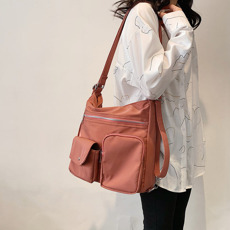 Muji Solid Color Nylon Shoulder Crossbody Bag