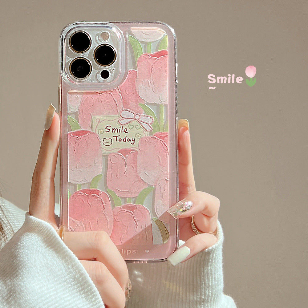 Pink Tulip Floral iPhone Case