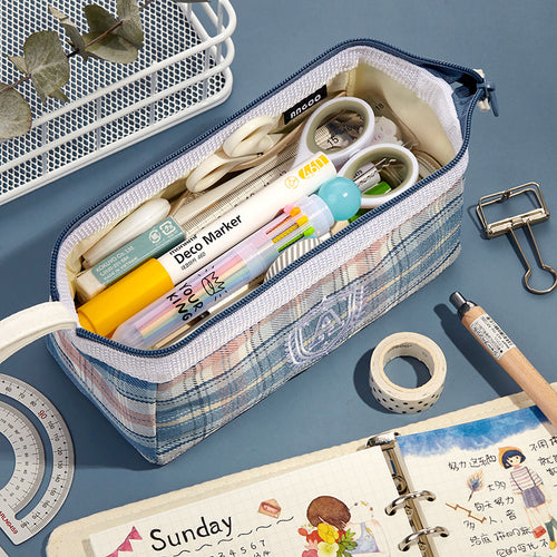 Cute Grid Pencil Case - Stationery & More
