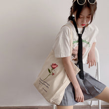 Load image into Gallery viewer, Fabric Rose Canvas Tote Bag
