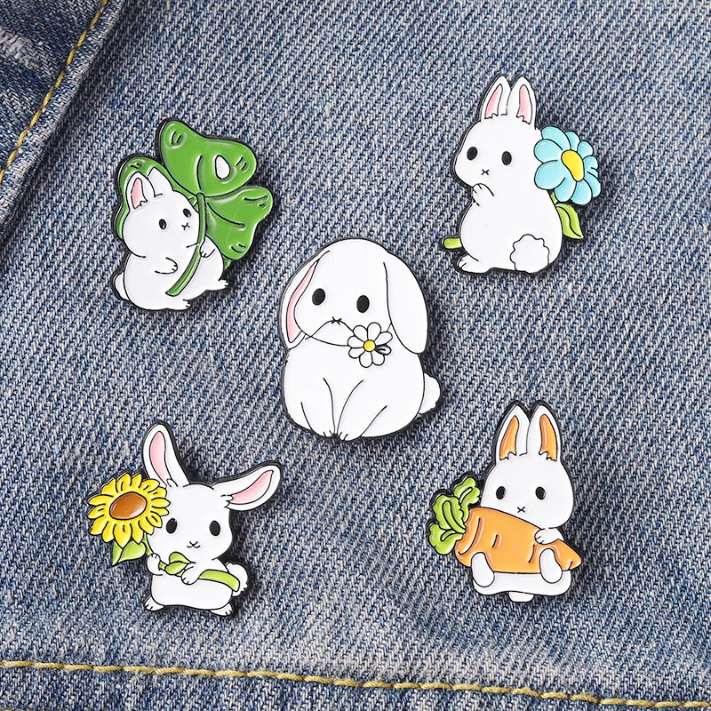 5 Pcs Cute Bunny Brooch Pin Set