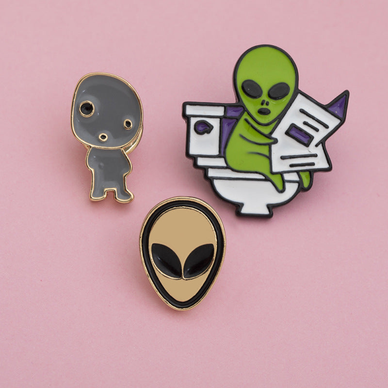 3 Pcs Halloween Aliens Brooch Pin Set