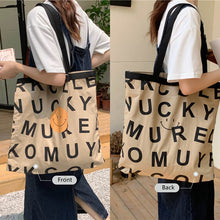 Load image into Gallery viewer, Smiley Face Letter Canvas Tote Bag

