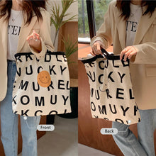 Load image into Gallery viewer, Smiley Face Letter Canvas Tote Bag
