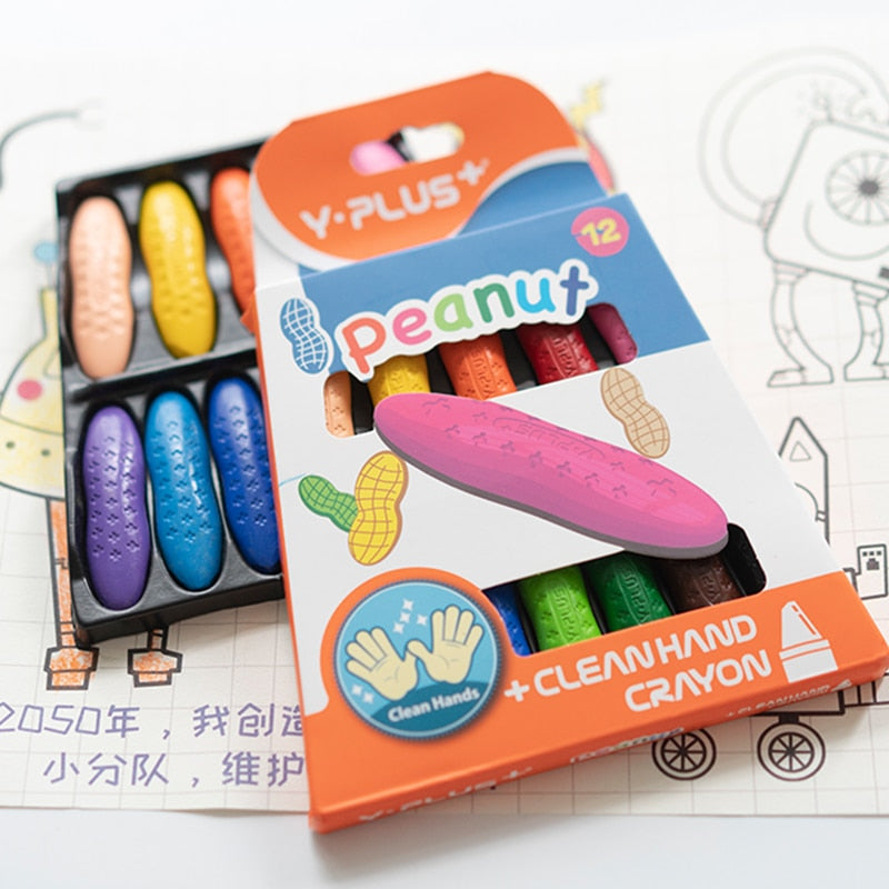YPLUS Peanut Crayons for Kids, Christmas Gift, Washable Toddler Crayons,  Non-Toxic Baby Crayons for ages 2-4, 1-3, 4-8, Coloring Art Supplies (24