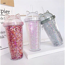 Load image into Gallery viewer, Cat Glitter Double Wall Tumblr Bottle
