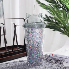 Load image into Gallery viewer, Cat Glitter Double Wall Tumblr Bottle
