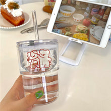 Load image into Gallery viewer, Good Friends Glass Water Cup With Straw &amp; Lid
